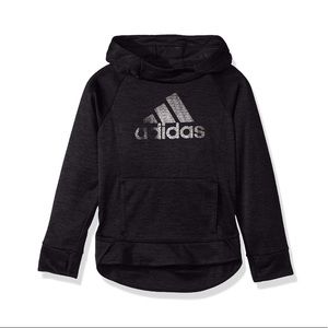 ADIDAS GIRLS PULL OVER METALLIC LOGO HOODIE 0045